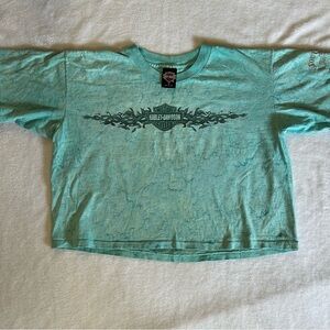Harley-Davidson Teal Tie Dye Women’s Crop Top